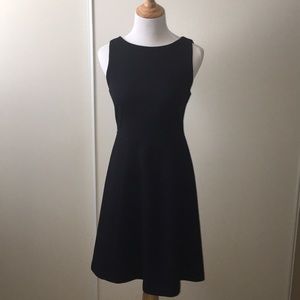 Loft Black and Purple Fit & Flare Dress - XS
